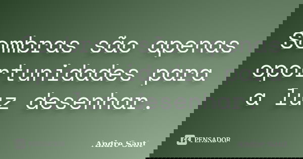 Sombras são apenas oportunidades para a luz desenhar.... Frase de Andre Saut.