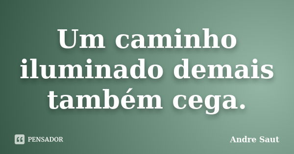 Um caminho iluminado demais também cega.... Frase de André Saut.