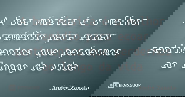 A boa música é o melhor remédio para ecoar sentimentos que perdermos ao longo da vida... Frase de André Zanata.
