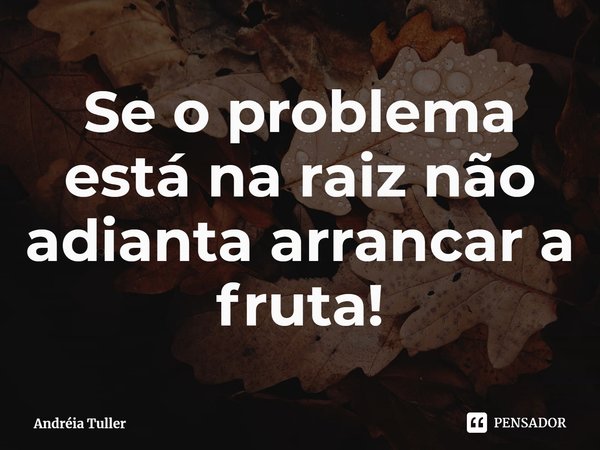Se o problema está na raiz não adianta arrancar a fruta!... Frase de Andréia Tuller.