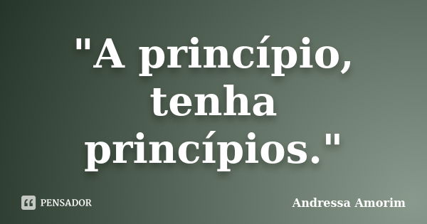 "A princípio, tenha princípios."... Frase de Andressa Amorim.