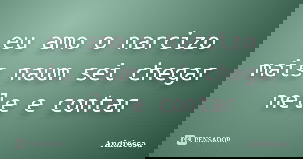 eu amo o narcizo mais naum sei chegar nele e contar... Frase de andressa.