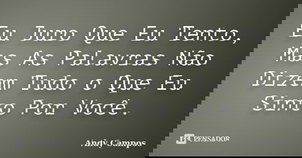 Eu Juro Que Eu Tento, Mas As Palavras Não Dizem Tudo o Que Eu Sinto Por Você.... Frase de Andy Campos.
