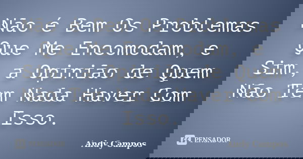 Não é Bem Os Problemas Que Me Encomodam, e Sim, a Opinião de Quem Não Tem Nada Haver Com Isso.... Frase de Andy Campos.