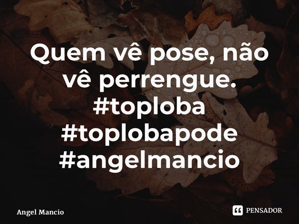⁠Quem vê pose, não vê perrengue. #toploba #toplobapode #angelmancio... Frase de Angel Mancio.