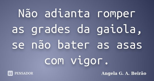 Não adianta romper as grades da gaiola, se não bater as asas com vigor.... Frase de Angela G.A.Beirão.
