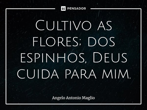 ⁠Cultivo as flores; dos espinhos, Deus cuida para mim.... Frase de Angelo Antonio Maglio.