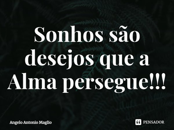 ⁠Sonhos são desejos que a Alma persegue!!!... Frase de Angelo Antonio Maglio.