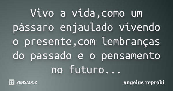 Vivo a vida,como um pássaro enjaulado vivendo o presente,com lembranças do passado e o pensamento no futuro...... Frase de angelus reprobi.