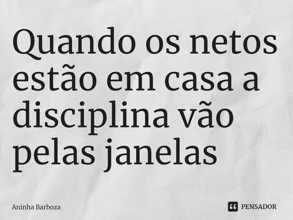 ⁠Quando os netos estão em casa a disciplina vão pelas janelas... Frase de Aninha Barboza.