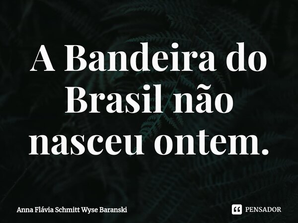 ⁠A Bandeira do Brasil não nasceu ontem.... Frase de Anna Flávia Schmitt Wyse Baranski.
