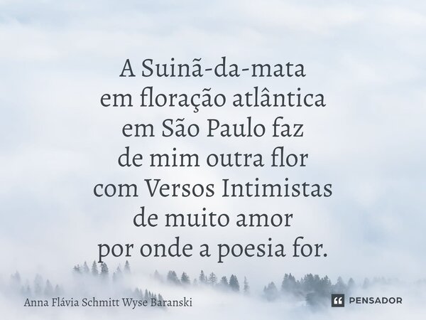 ⁠A Suinã-da-mata em floração atlântica em São Paulo faz de mim outra flor com Versos Intimistas de muito amor por onde a poesia for.... Frase de Anna Flávia Schmitt Wyse Baranski.