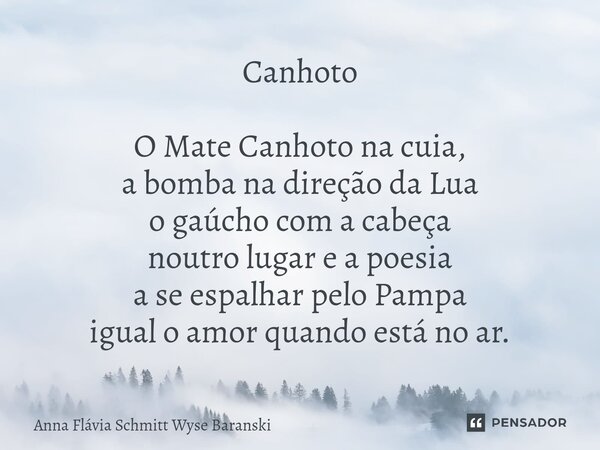 ⁠Canhoto O Mate Canhoto na cuia, a bomba na direção da Lua o gaúcho com a cabeça noutro lugar e a poesia a se espalhar pelo Pampa igual o amor quando está no ar... Frase de Anna Flávia Schmitt Wyse Baranski.