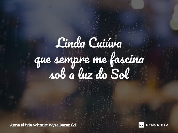 ⁠Linda Cuiúva que sempre me fascina sob a luz do Sol... Frase de Anna Flávia Schmitt Wyse Baranski.