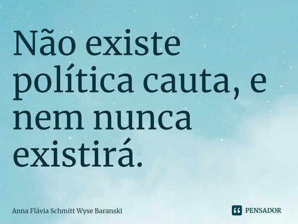 ⁠Não existe política cauta, e nem nunca existirá.... Frase de Anna Flávia Schmitt Wyse Baranski.
