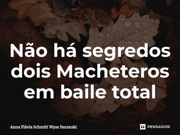 Não há segredos dois Macheteros em baile total... Frase de Anna Flávia Schmitt Wyse Baranski.