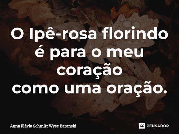 ⁠O Ipê-rosa florindo é para o meu coração como uma oração.... Frase de Anna Flávia Schmitt Wyse Baranski.