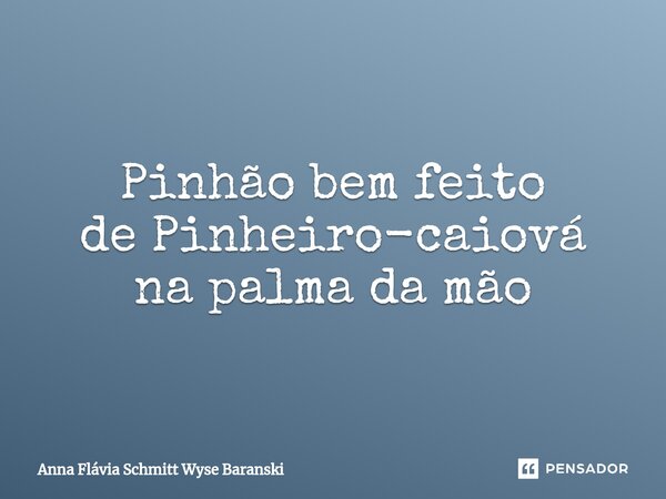 ⁠Pinhão bem feito de Pinheiro-caiová na palma da mão... Frase de Anna Flávia Schmitt Wyse Baranski.
