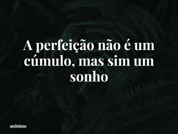 A perfeição não é um cúmulo, mas sim um sonho... Frase de anónimo.
