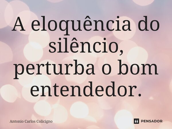 ⁠A eloquência do silêncio, perturba o bom entendedor.... Frase de Antonio Carlos Colicigno.