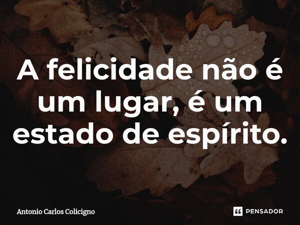 ⁠A felicidade não é um lugar, é um estado de espírito.... Frase de Antonio Carlos Colicigno.