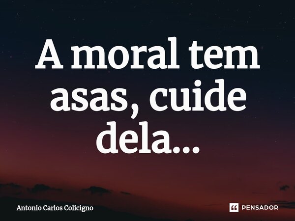 ⁠A moral tem asas, cuide dela...... Frase de Antonio Carlos Colicigno.