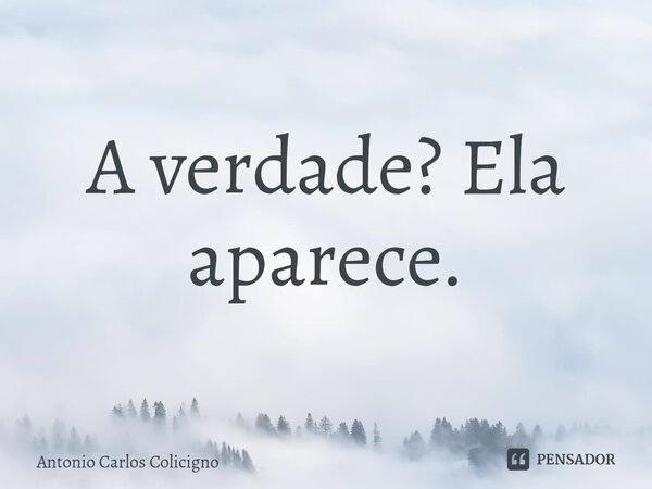 ⁠A verdade? Ela aparece.... Frase de Antonio Carlos Colicigno.