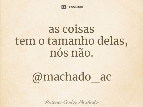 ⁠as coisas
tem o tamanho delas,
nós não. @machado_ac... Frase de Antonio Carlos Machado.