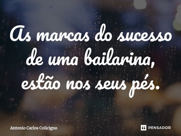 ⁠As marcas do sucesso de uma bailarina, estão nos seus pés.... Frase de Antonio Carlos Colicigno.