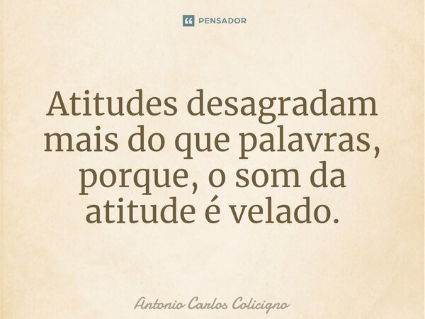 ⁠Atitudes desagradam mais do que palavras, porque, o som da atitude é velado.... Frase de Antonio Carlos Colicigno.