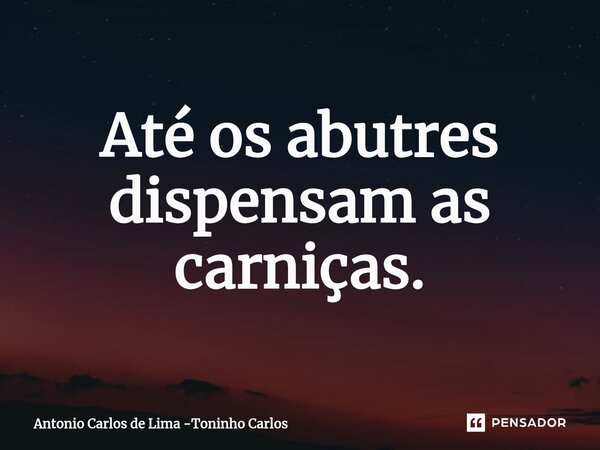 Até os abutres dispensam as carniças.... Frase de Antonio Carlos de Lima -Toninho Carlos.