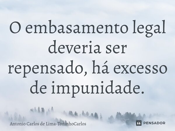 ⁠O embasamento legal deveria ser repensado, há excesso de impunidade.... Frase de Antonio Carlos de Lima-toninhocarlos.