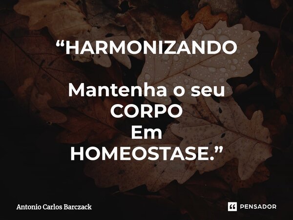 ⁠“HARMONIZANDO Mantenha o seu CORPO Em HOMEOSTASE.”... Frase de Antonio Carlos Barczack.