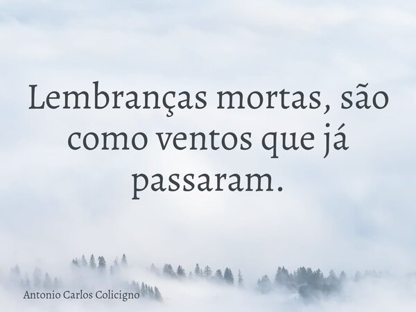 Lembranças mortas, são como ventos que já passaram.... Frase de Antonio Carlos Colicigno.