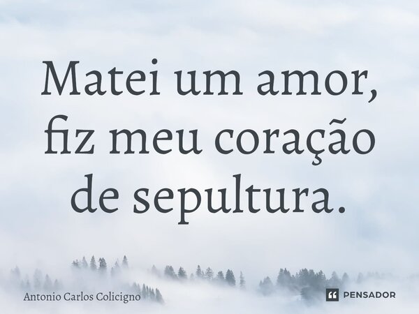 Matei um amor⁠, fiz meu coração de sepultura.... Frase de Antonio Carlos Colicigno.