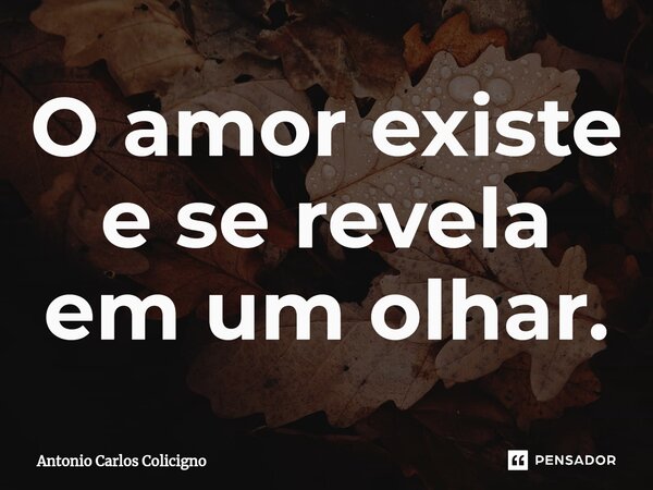 ⁠O amor existe e se revela em um olhar.... Frase de Antonio Carlos Colicigno.