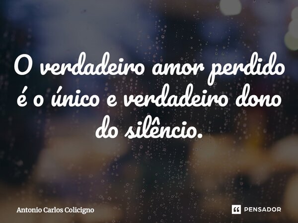 O verdadeiro amor perdido é o único e verdadeiro dono do silêncio.⁠... Frase de Antonio Carlos Colicigno.