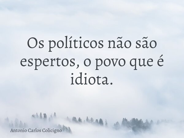 Os políticos não são espertos, o povo que é idiota.... Frase de Antonio Carlos Colicigno.