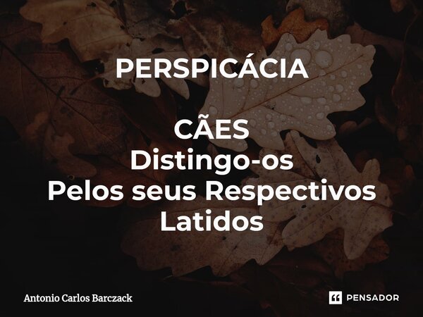 ⁠PERSPICÁCIA CÃES Distingo-os Pelos seus Respectivos Latidos... Frase de Antonio Carlos Barczack.