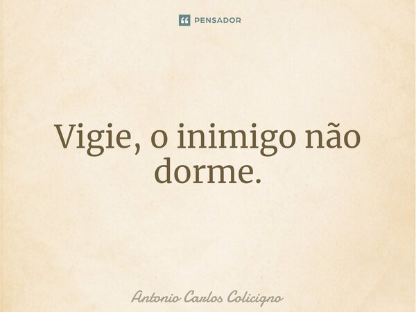 ⁠Vigie, o inimigo não dorme.... Frase de Antonio Carlos Colicigno.