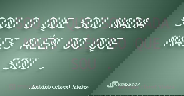 SOU O QUE SOU NADA MAIS ALÉM DO QUE SOU .... Frase de Antônio claret Vieira.