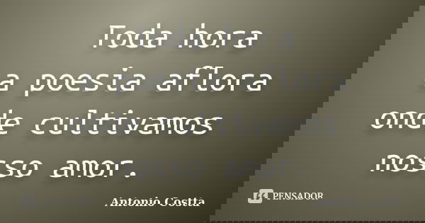 Toda hora a poesia aflora onde cultivamos nosso amor.... Frase de ANTONIO COSTTA.