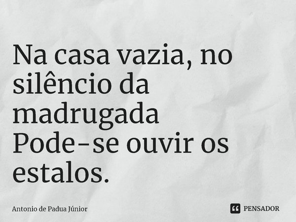 ⁠⁠⁠Na casa vazia, no silêncio da madrugada
Pode-se ouvir os estalos.... Frase de Antonio de Padua Júnior.