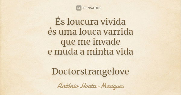 És loucura vivida és uma louca varrida que me invade e muda a minha vida Doctorstrangelove... Frase de António Horta-Marques.