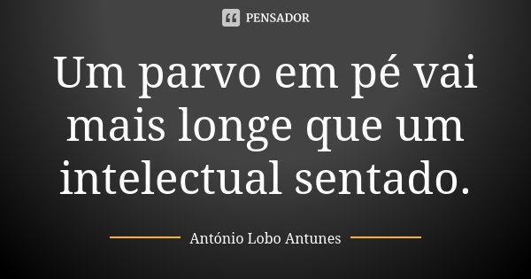 Um parvo em pé vai mais longe que um intelectual sentado.... Frase de António Lobo Antunes.