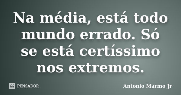 Na média, está todo mundo errado. Só se está certíssimo nos extremos.... Frase de Antonio Marmo Jr.