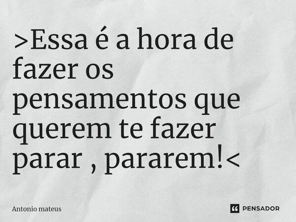>Essa é a hora de fazer os pensamentos que querem te fazer parar , pararem⁠!<... Frase de Antonio mateus.