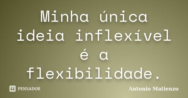 Minha única ideia inflexível é a flexibilidade.... Frase de Antonio Matienzo.
