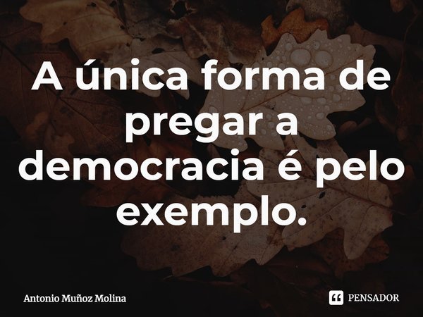 ⁠A única forma de pregar a democracia é pelo exemplo.... Frase de Antonio Muñoz Molina.