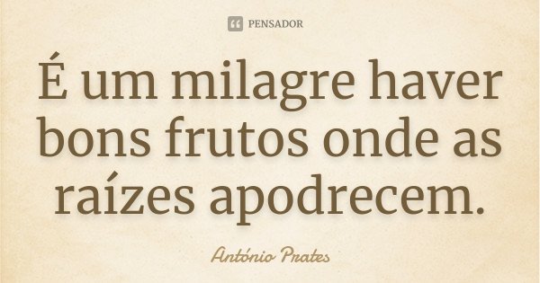 É um milagre haver bons frutos onde as raízes apodrecem.... Frase de António Prates.